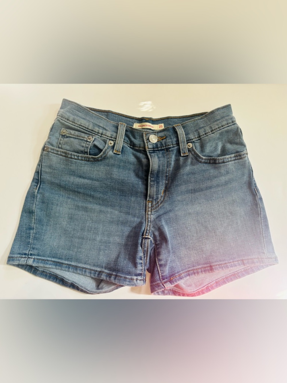 Women’s Blue Denim Jean Shorts with Classic Five-Pocket Styling.